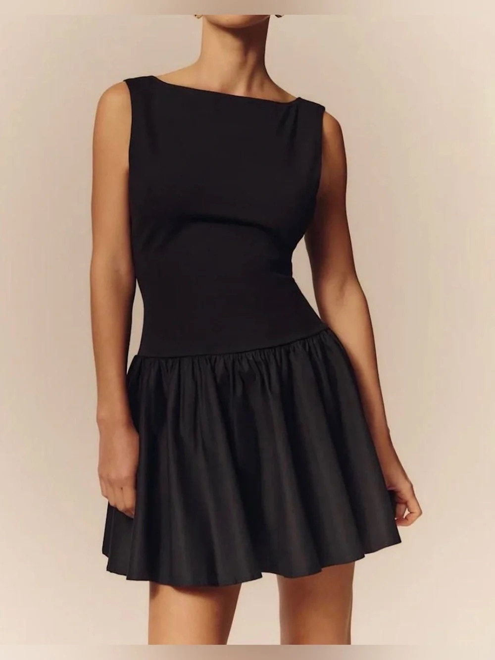 REFORMATION Defina Black Drop Waist Dress